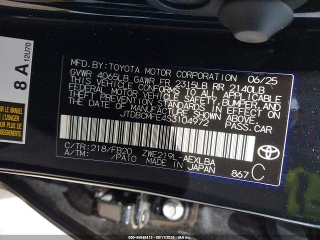 2025 TOYOTA COROLLA HYBRID LE 9