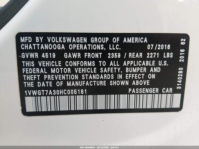 2017 VOLKSWAGEN PASSAT 1.8T SE 9