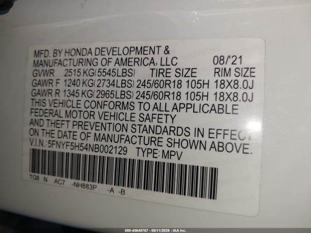 2022 HONDA PILOT 2WD EX-L 9