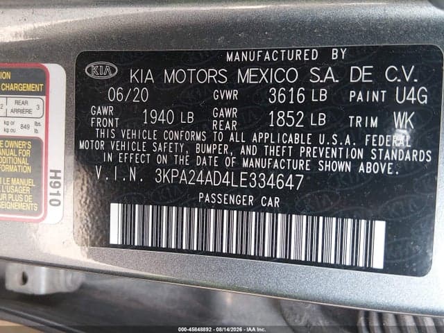 2020 KIA RIO S 9