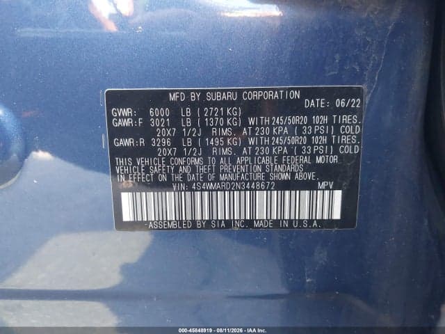 2022 SUBARU ASCENT TOURING 9