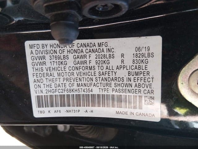 2019 HONDA CIVIC LX 9