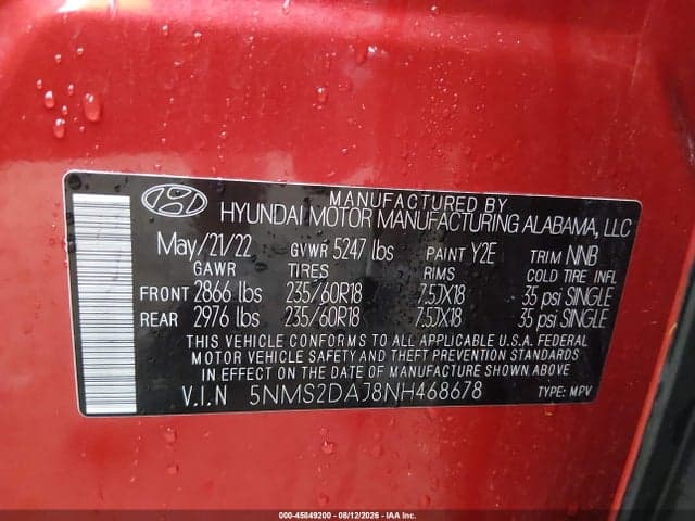 2022 HYUNDAI SANTA FE SEL 9