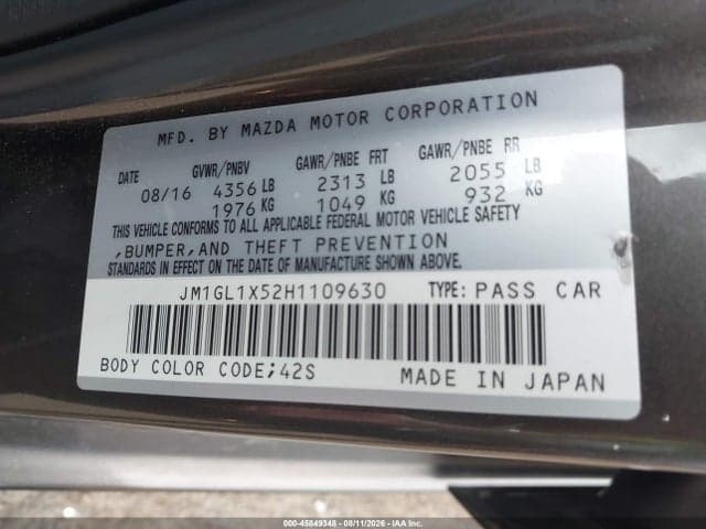 2017 MAZDA MAZDA6 GRAND TOURING 9
