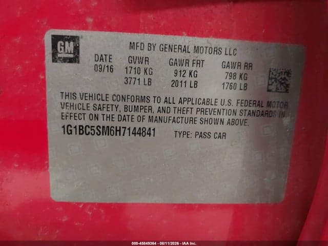 2017 CHEVROLET CRUZE LS AUTO 9
