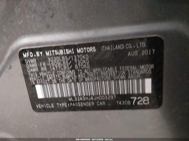 2018 MITSUBISHI MIRAGE ES 9