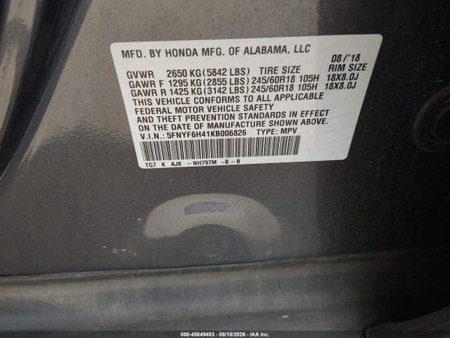 2019 HONDA PILOT EX-L 9