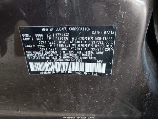 2019 SUBARU ASCENT LIMITED 9