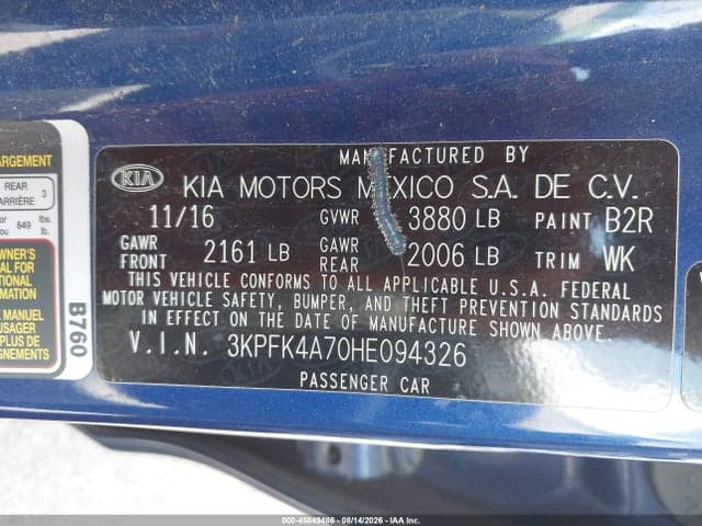 2017 KIA FORTE LX 9
