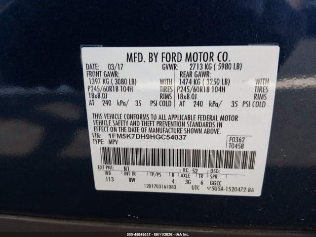 2017 FORD EXPLORER XLT 9
