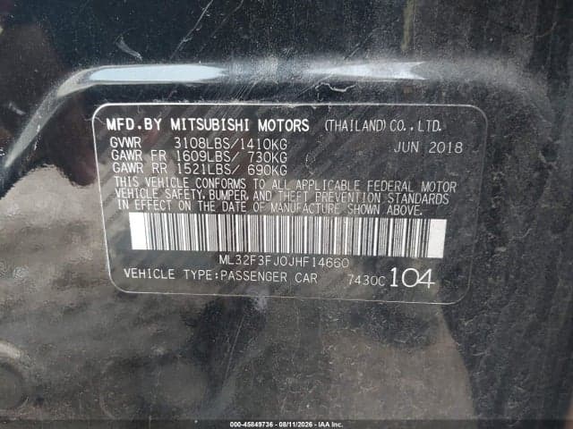 2018 MITSUBISHI MIRAGE G4 ES 9