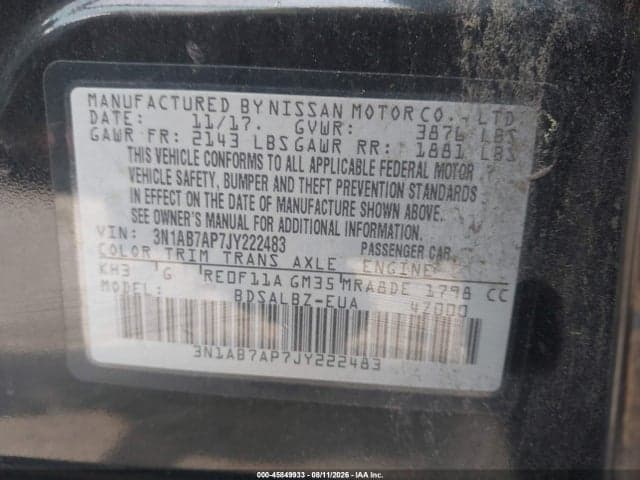 2018 NISSAN SENTRA S 9