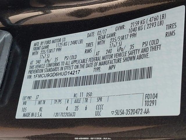 2017 FORD ESCAPE SE 9