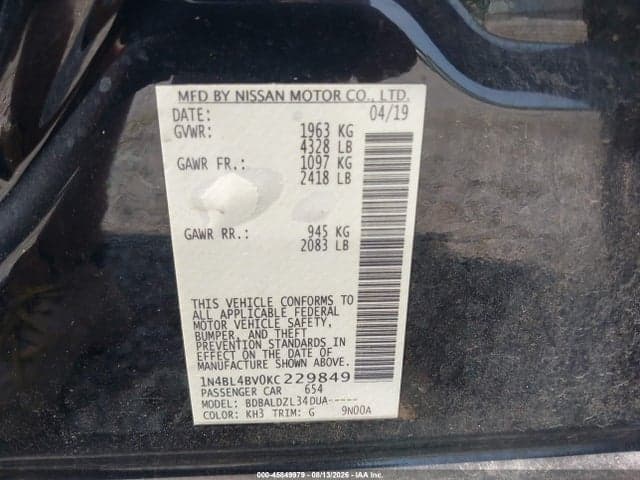 2019 NISSAN ALTIMA 2.5 S 9