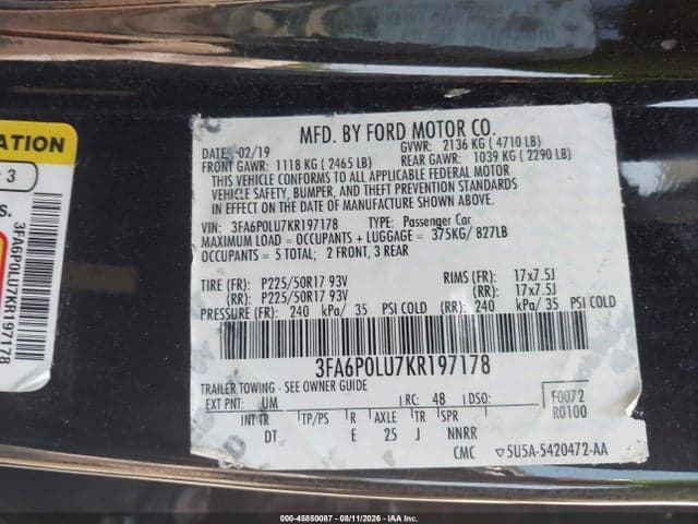 2019 FORD FUSION HYBRID SE 9