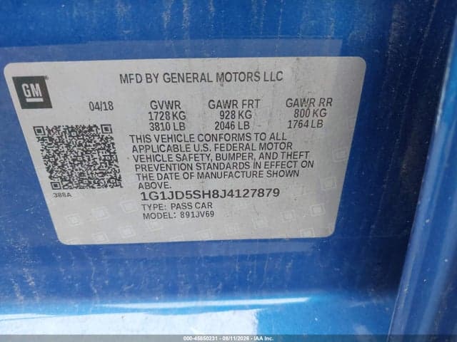 2018 CHEVROLET SONIC LT AUTO 9