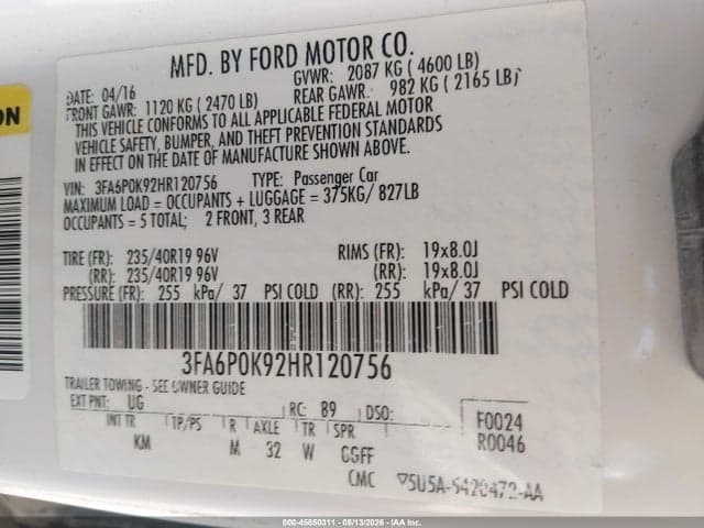 2017 FORD FUSION TITANIUM 9