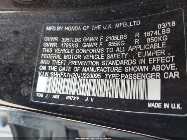 2018 HONDA CIVIC LX 9