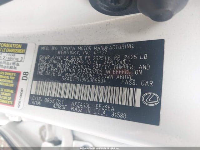 2022 LEXUS ES 250 9