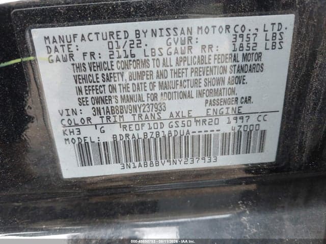 2022 NISSAN SENTRA S XTRONIC CVT 9