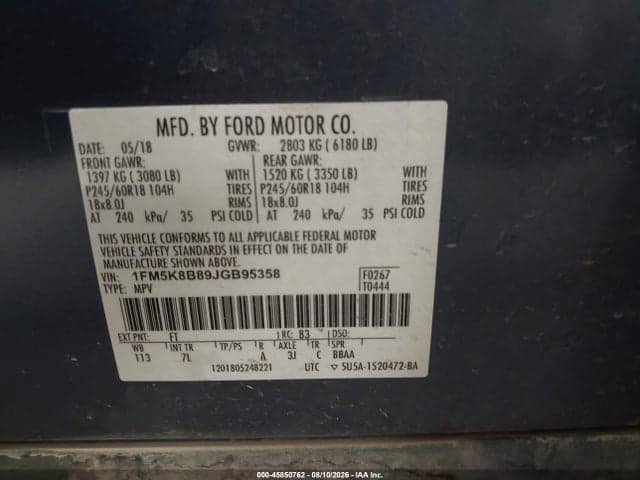 2018 FORD EXPLORER 9