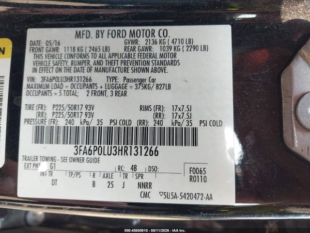 2017 FORD FUSION HYBRID SE 9