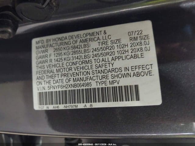 2022 HONDA PILOT AWD SPECIAL EDITION 9