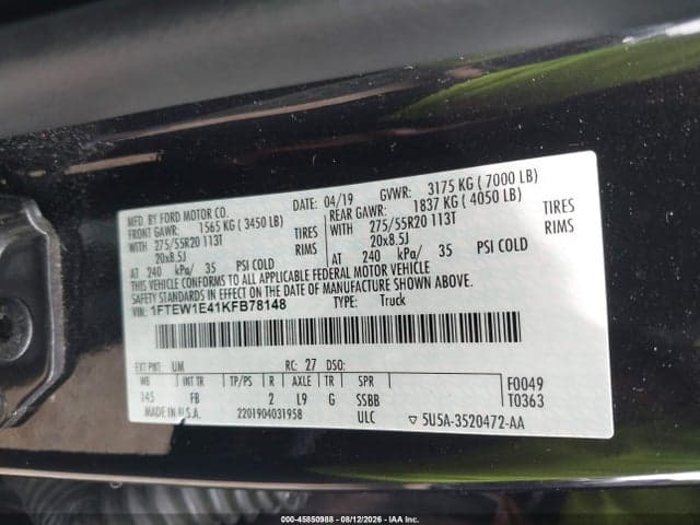 2019 FORD F-150 XLT 9