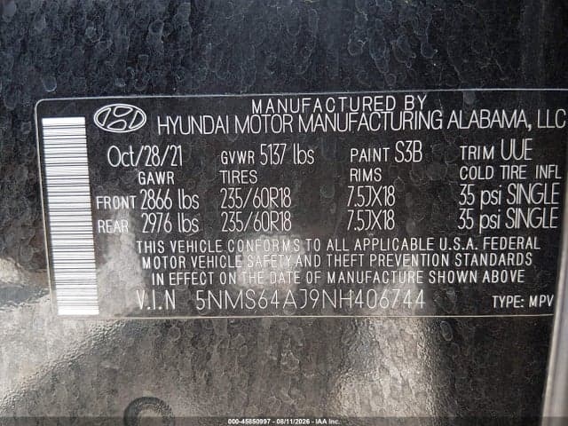 2022 HYUNDAI SANTA FE SEL 9