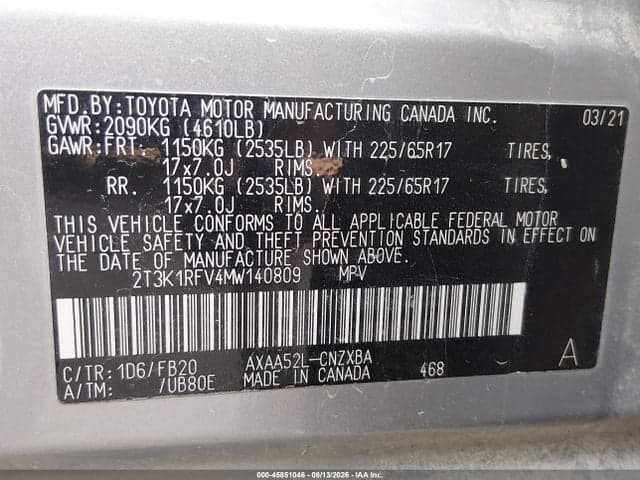 2021 TOYOTA RAV4 LE 9