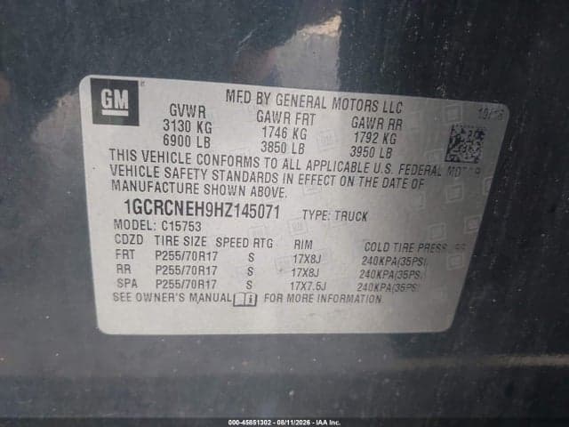 2017 CHEVROLET SILVERADO 1500 WORK TRUCK 9