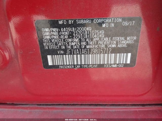 2018 SUBARU WRX 9