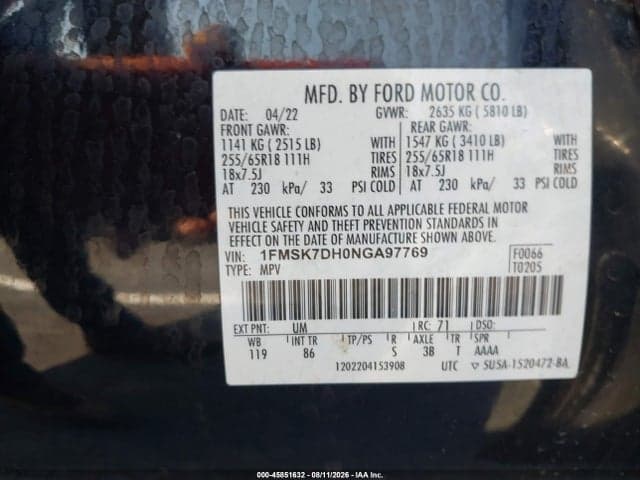 2022 FORD EXPLORER XLT 9
