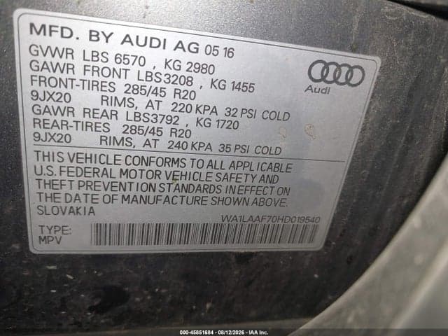 2017 AUDI Q7 3.0T PREMIUM 9
