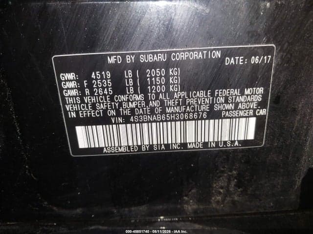 2017 SUBARU LEGACY 2.5I 9