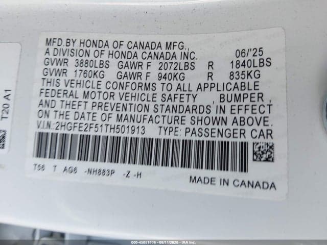2026 HONDA CIVIC SPORT 9