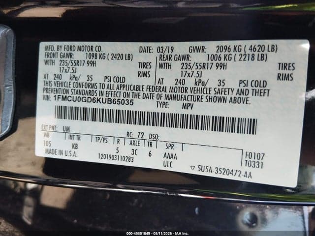 2019 FORD ESCAPE SE 9