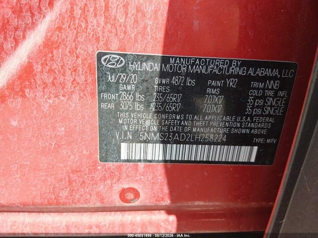 2020 HYUNDAI SANTA FE SE 9