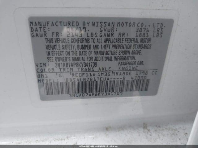 2019 NISSAN SENTRA S 9