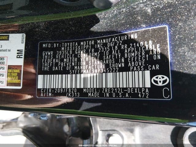 2022 TOYOTA COROLLA LE 8