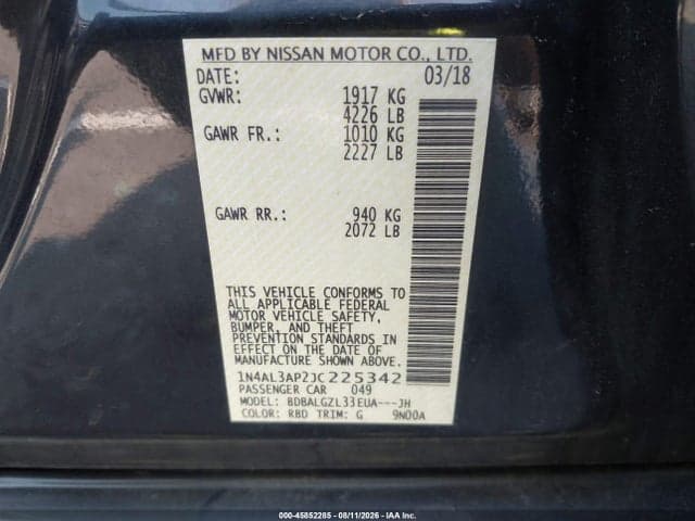2018 NISSAN ALTIMA 2.5 S 9