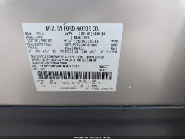 2017 FORD EXPLORER 9