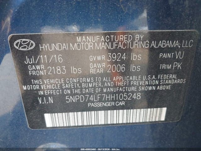 2017 HYUNDAI ELANTRA SE 9