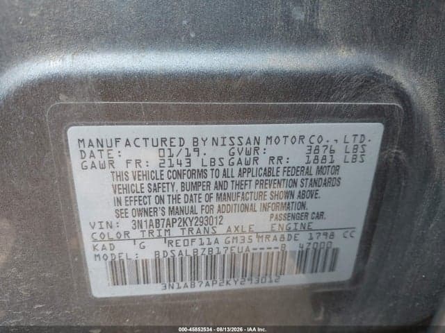 2019 NISSAN SENTRA S 9