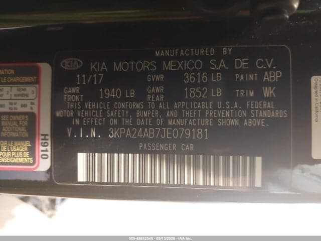 2018 KIA RIO S 9