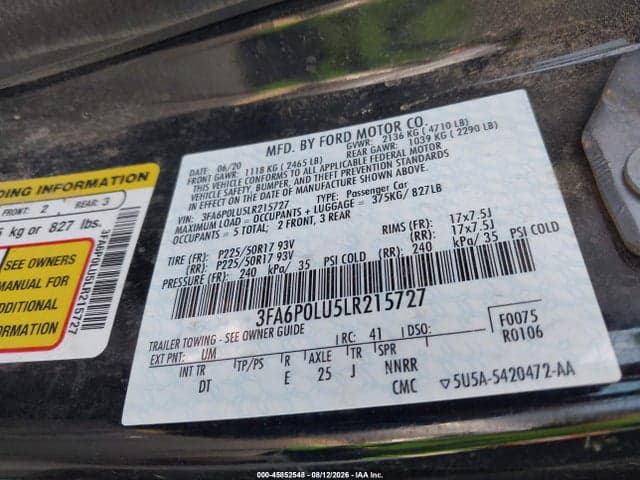 2020 FORD FUSION HYBRID SE 9