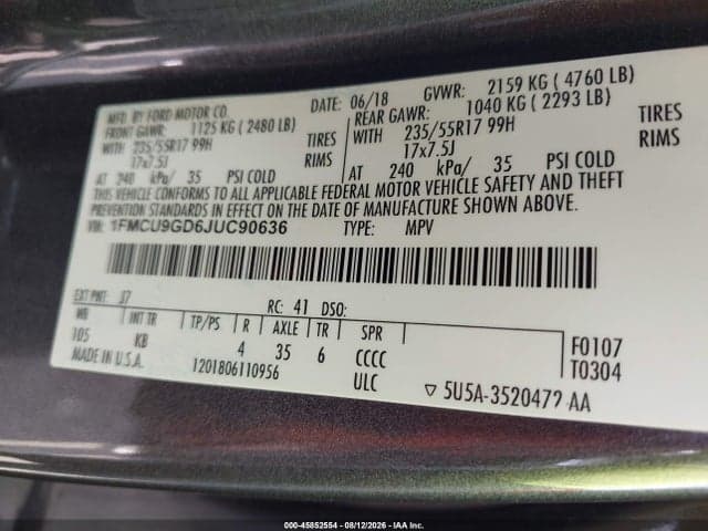 2018 FORD ESCAPE SE 9