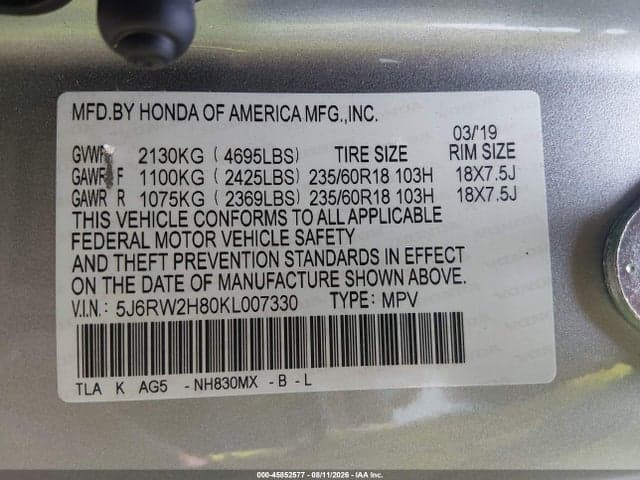 2019 HONDA CR-V EX-L 9