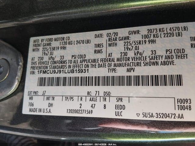 2020 FORD ESCAPE TITANIUM 9