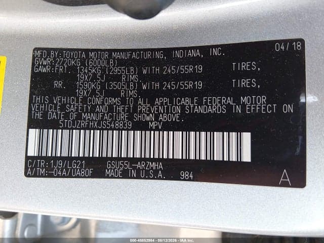2018 TOYOTA HIGHLANDER SE 9